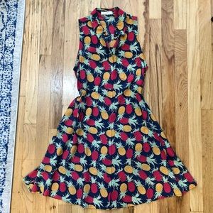 SOLD-Equipment Pineapple Silk Shirt Dress